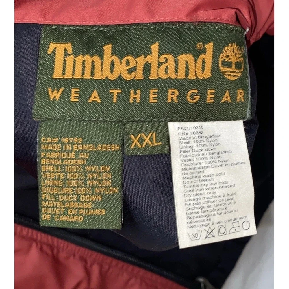 Timberland Weathergear Reversible Down Vest Men's XXL Black Burnt Orange‎ Puffer